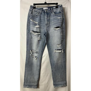 NWT Flying Monkey Black‎ Label Womens Light Wash Distressed Jeans Denim Size 27